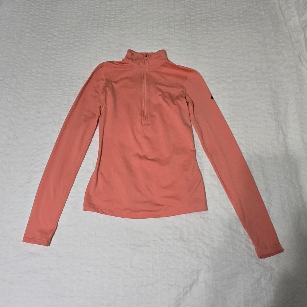 Nike Pro Dri-FIT Women's 1/4 Zip Long Sleeve Pullover Activewear Top Coral XS